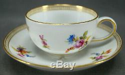 Meissen Hand Painted Floral Insects & Gold Tea Cup & Saucer Circa 1860-1924