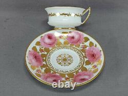 Meissen Hand Painted Pink Swansea Rose Pattern & Gold Tea Cup & Saucer