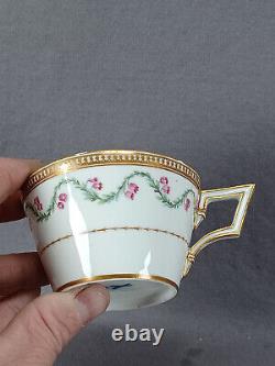 Meissen Marcolini Pink Floral Band & Gold Tea Cup & Saucer Circa 1774-1817