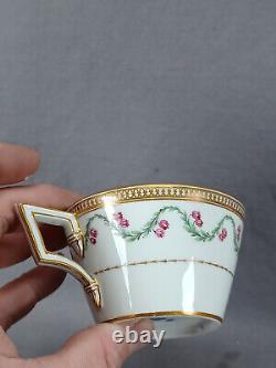 Meissen Marcolini Pink Floral Band & Gold Tea Cup & Saucer Circa 1774-1817