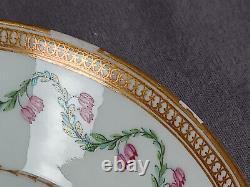 Meissen Marcolini Pink Floral Band & Gold Tea Cup & Saucer Circa 1774-1817