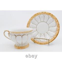 Meissen Opulent Golden Baroque Gold Leaf Porcelain Footed Cup & Saucer 2 Items