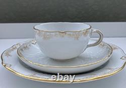Meissen Porcelain Cup and Saucer Set White and Gold Decor