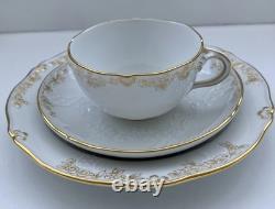 Meissen Porcelain Cup and Saucer Set White and Gold Decor