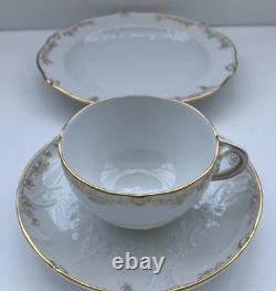 Meissen Porcelain Cup and Saucer Set White and Gold Decor