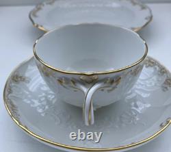 Meissen Porcelain Cup and Saucer Set White and Gold Decor