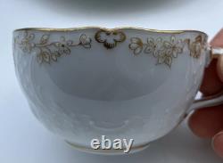Meissen Porcelain Cup and Saucer Set White and Gold Decor
