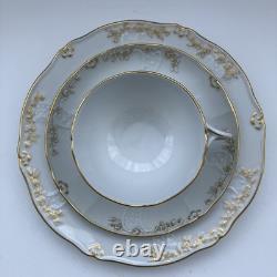 Meissen Porcelain Cup and Saucer Set White and Gold Decor