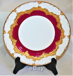 Meissen Purple Red & Gold B Form Cup, Saucer, & Cake Plate Rare Color