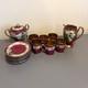 Meito China Burgundy Gold Floral Porcelain Tea Set 15pc 6x 6oz Cups