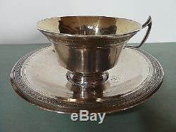 Mexican Spanish Colonial Silver Tea Cup & Saucer, Gold Washed Interior