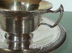 Mexican Spanish Colonial Silver Tea Cup & Saucer, Gold Washed Interior