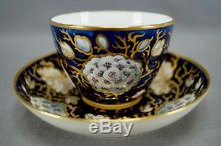 Minton 776 White Flowers Cobalt & Gold Leaves Tea Cup & Saucer Circa 1800-1830