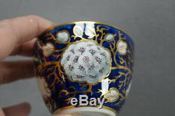 Minton 776 White Flowers Cobalt & Gold Leaves Tea Cup & Saucer Circa 1800-1830