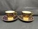 Minton Argyle Cobalt Blue Encrusted Gold Set Of 2 Cups & Saucers 2 5/8