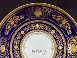 Minton ARGYLE Cobalt Blue Encrusted Gold Set of 2 Cups & Saucers 2 5/8