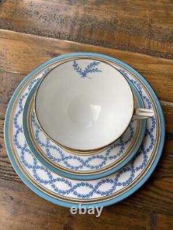 Minton Antoinette Turquoise & Gold Trio Tea Cup, Saucer & Tea Plate