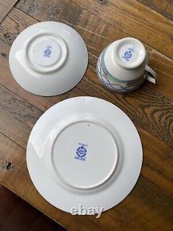 Minton Antoinette Turquoise & Gold Trio Tea Cup, Saucer & Tea Plate
