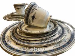 Minton Bone China Grasmere Mid-century 1973 Gilded Tableware Dinner Set 10pcs