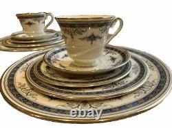 Minton Bone China Grasmere Mid-century 1973 Gilded Tableware Dinner Set 10pcs