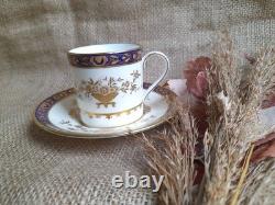 Minton'Dynasty' Cup & Saucer Conalt Blue Band & Raised Gold demitasse Design