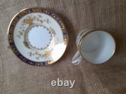 Minton'Dynasty' Cup & Saucer Conalt Blue Band & Raised Gold demitasse Design