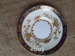 Minton'Dynasty' Cup & Saucer Conalt Blue Band & Raised Gold demitasse Design