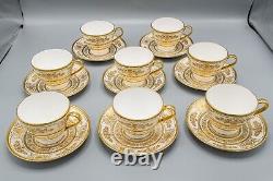 Minton England Argyle H4965 Footed Cup & Saucers Set of 8 FREE USA SHIPPING