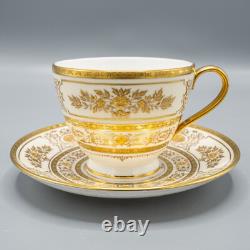 Minton England Argyle H4965 Footed Cup & Saucers Set of 8 FREE USA SHIPPING