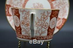 Minton English 1889 Rust Flowers & Gold Paneled Breakfast Cup & Saucer G4980