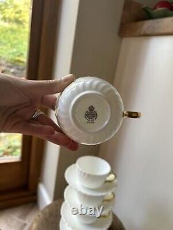 Minton Fine Bone China Cups And Saucers With Gold Gilded Handles