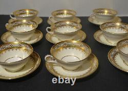 Minton For Tiffany & Co Coffee Cups With Saucers Raised Gold Set Of 9