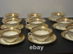 Minton For Tiffany & Co Coffee Cups With Saucers Raised Gold Set Of 9