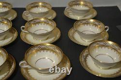 Minton For Tiffany & Co Coffee Cups With Saucers Raised Gold Set Of 9