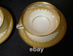 Minton For Tiffany & Co Coffee Cups With Saucers Raised Gold Set Of 9