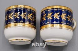 Minton For Tiffany & Co. H5060 9 Demitasse Cups & 10 Saucers Gold Cobalt Blue