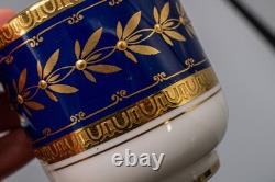 Minton For Tiffany & Co. H5060 9 Demitasse Cups & 10 Saucers Gold Cobalt Blue
