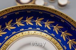 Minton For Tiffany & Co. H5060 9 Demitasse Cups & 10 Saucers Gold Cobalt Blue