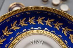 Minton For Tiffany & Co. H5060 9 Demitasse Cups & 10 Saucers Gold Cobalt Blue