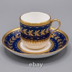 Minton For Tiffany & Co. H5060 9 Demitasse Cups & 10 Saucers Gold Cobalt Blue
