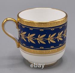 Minton For Tiffany & Co. H5060 9 Demitasse Cups & 10 Saucers Gold Cobalt Blue