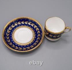 Minton For Tiffany & Co. H5060 9 Demitasse Cups & 10 Saucers Gold Cobalt Blue
