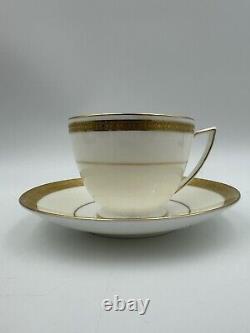 Minton G9816 Gold & White Teacup & Saucer Set x 6 Bone China Made in England