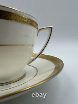 Minton G9816 Gold & White Teacup & Saucer Set x 6 Bone China Made in England