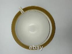 Minton G9816 Gold & White Teacup & Saucer Set x 6 Bone China Made in England