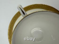 Minton G9816 Gold & White Teacup & Saucer Set x 6 Bone China Made in England