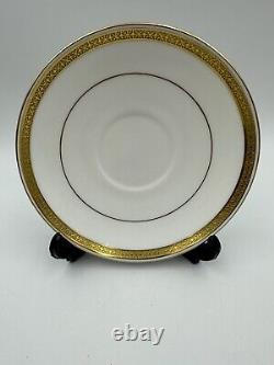 Minton G9816 Gold & White Teacup & Saucer Set x 6 Bone China Made in England