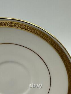 Minton G9816 Gold & White Teacup & Saucer Set x 6 Bone China Made in England