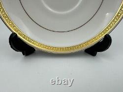 Minton G9816 Gold & White Teacup & Saucer Set x 6 Bone China Made in England