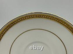 Minton G9816 Gold & White Teacup & Saucer Set x 6 Bone China Made in England